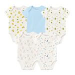 MOM'S HOME Soft Organic cotton Unisex New Born Baby Onesie/BodySuit | 0-3 Months | Pack of 5 - Fast Shipping to USA & Canada