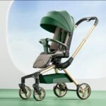 StarAndDaisy Meta Luxe Premium Baby Stroller 0 to 5 Years with 5-Point Safety Belt, Multi -Level Adjustment Canopy, Easy Adjustable Seat with One Touch Fold Pram for Baby - Green - Fast Shipping to USA & Canada