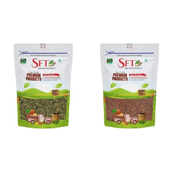 SFT Pumpkin Seeds 1 Kg & Alsi (Flax Seeds) 1 Kg - Fast Shipping to USA & Canada