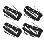 TEMPERIA (4pcs) Dupatta Clips for Brides - Bridal Saree Pallu Chunni Setting Holding Safety Pin for Head - Hair Patch Wig Clips for Women - Black - Fast Shipping to USA & Canada