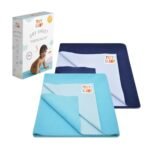 TIDY SLEEP Instadry Anti-Piling Fleece Extra Absorbent Quick Dry Sheet for New Born Babies, Cotton Bed Protector Mattress Pack of 2 Sky Blue-Navy Blue Small (70x50) cm - Fast Shipping to USA & Canada