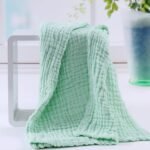 MOM's HOME Cotton Baby Super Soft Absorbent Muslin 6 Layer Wash Towel- 100X100 Cm, (0-3 Years)- Green - Fast Shipping to USA & Canada