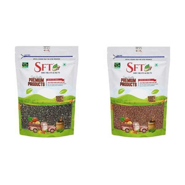 SFT Chia Seeds 500 Gm & SFT Alsi Fresh Flax Seeds, 1 Kg, Pack Of 1 - Fast Shipping to USA & Canada