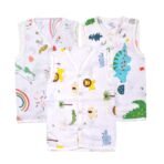 MOM'S HOME Baby Unisex Organic Cotton Muslin Jhabla Pack of 3 - Fast Shipping to USA & Canada