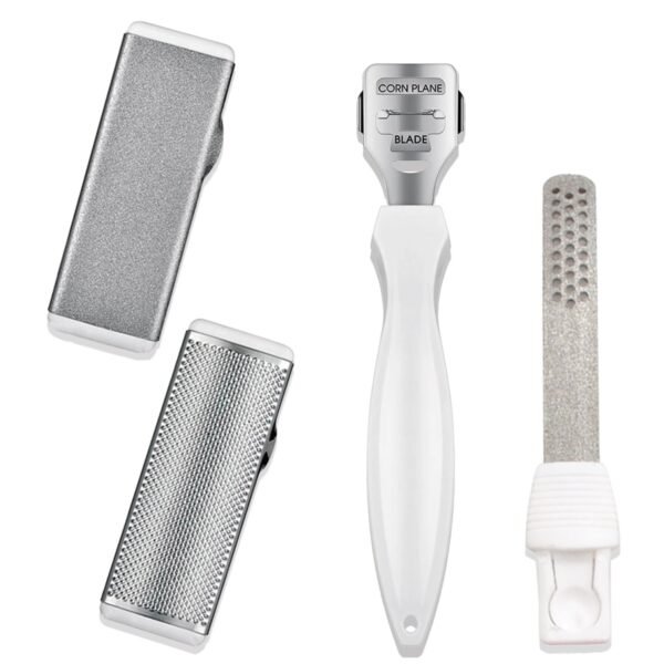TEMPERIA Foot Scrubber for Dead Skin - Pedicure Kit for Women (1 Double Sided Foot File, 1 Callus Remover & 1 Toe Nail Filer) - Feet Heel Leg Scraper Cleaner Brush Easy to Carry (Multicolour) (HF765) - Fast Shipping to USA & Canada