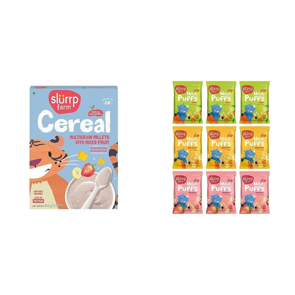 61eQ6p2DJFL-1.jpg Slurrp Farm Multigrain Cereal 300g + Teething Puffs Pack of 9 | Fast Shipping USA & Canada - Image 1