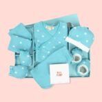 Tidy Sleep Baby Gift Box 0 to 6 Months Baby 5 Pieces Set Gift Hamper for New Born (Blue Polka) - Fast Shipping to USA & Canada