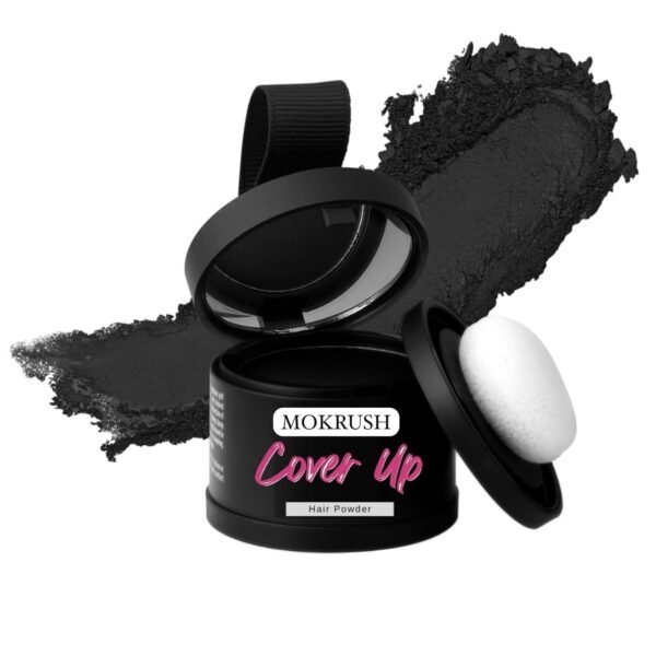 MOKRUSH Cover-Up Hair Powder Black ? Instantly Covers Grey Roots & Bald Spots, Hair Filler for Thinning Hair, Long-Lasting, Matte Finish, Natural Look, Easy to Apply, Lightweight Formula, 4gm (Black) - Fast Shipping to USA & Canada