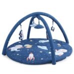 haus & kinder Baby Playgym For Babies|Activity Play Gym Mat With 5 Hanging Toys|Foldable&Durable Cotton Play Mat|Baby Crawling Mats For Floor For 0 To 24 Months (Spacewalk)Navy Blue,Pack Of 1 - Fast Shipping to USA & Canada