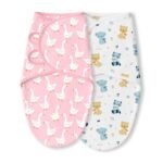 TIDY SLEEP Newborn Baby Swaddle & Hug Me Wrap | 100% Cotton Adjustable Sleep Sack | Soft, Breathable & Lightweight | Velcro Closure for 0-6 Months | Pink Duck and Mom&Me Pack 2 - Fast Shipping to USA & Canada