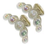 TEMPERIA (2 pcs) Pearl Hair Clips for Women & Girls - Korean Clutcher Clutches Claw Clip Accessories - Sparkling Pearl Design, Stylish, Fashional (DN09) - Fast Shipping to USA & Canada