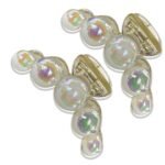 TEMPERIA (2 pcs) Pearl Hair Clips for Women & Girls - Korean Clutcher Clutches Claw Clip Accessories - Sparkling Pearl Design, Stylish, Fashional (DN09) - Fast Shipping to USA & Canada