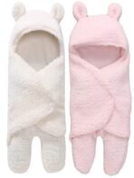 First Kick Baby Blankets New Born Combo Pack of Hooded Supersoft Wearable Wrapper Durable Fleece Polyester Cum Baby Sleeping Bag for Babies (70 cm x 76 cm, 0-6 Months) Combo of 2 White Pink - Fast Shipping to USA & Canada