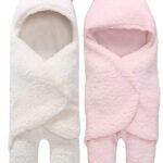 First Kick Baby Blankets New Born Combo Pack of Hooded Supersoft Wearable Wrapper Durable Fleece Polyester Cum Baby Sleeping Bag for Babies (70 cm x 76 cm, 0-6 Months) Combo of 2 White Pink - Fast Shipping to USA & Canada
