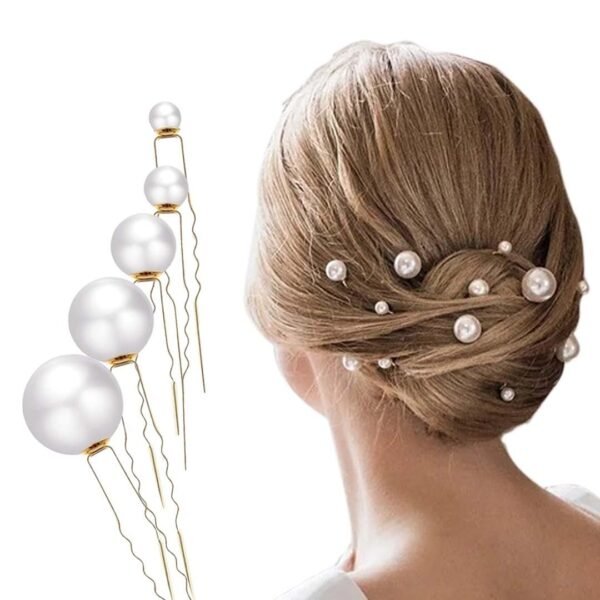 TEMPERIA (20pcs) Pearl Hair Accessories for Women & Girls - Stylish Decoration Pearls Hair Clip U Pins for Bride Hairstyle - For Wedding/Parties - Fast Shipping to USA & Canada