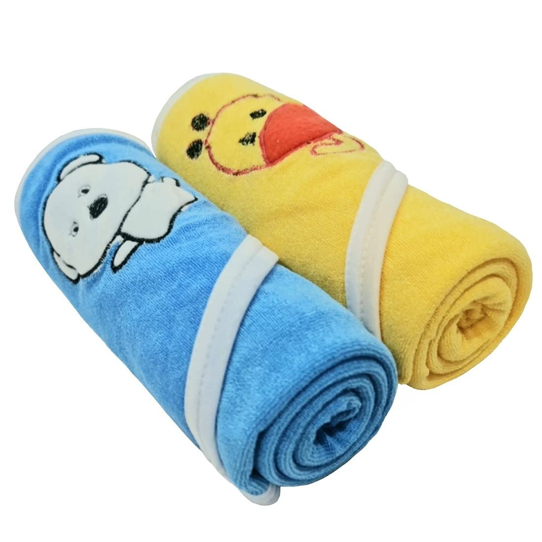 61kEhUbL9gS-1.jpg First Kick Baby Cotton Bath Towels New Born Combo Pack Of Hooded Soft Wrapping Towel Pack Of 2 (70 Cm X 66 Cm) Set Of 2, Blue - Fast Shipping to USA & Canada - Image 1