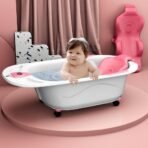 StarAndDaisy Baby Bath Tub for 0 to 5 Years/Bath Tub for Kids 0-3 Years/Infants Bathtub with Temperature Censor & Baby Bath Seat/Sling, Antislip Baby Bath Tub with Bath Chair (Pink) - Fast Shipping to USA & Canada