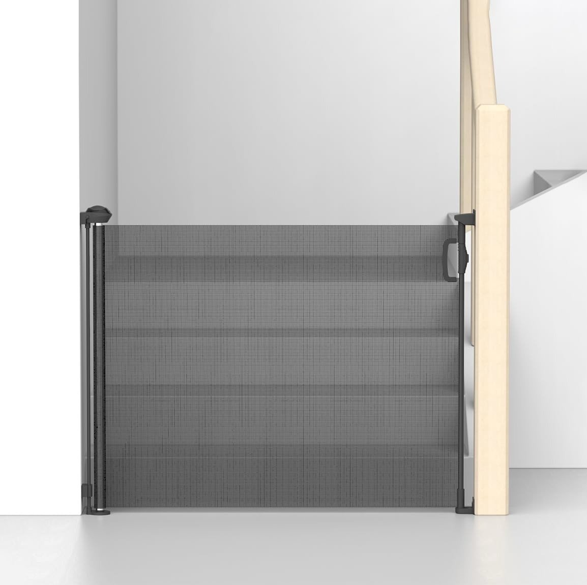 61lr6dgQFAL-1.jpg Kids Station Retractable Safety Gate for Toddlers - Barrier Fence - Mesh Baby Gate for Door and Stairs - Retractable Mesh - Height 90cm or 2.9ft - Expandable to 140cm or 4.6ft (Black) - Fast Shipping to USA & Canada - Image 1