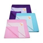 Tidy Sleep Instadry Anti-Piling Fleece Extra Absorbent Quick Dry Sheet for New Born Babies, Cotton Bed Protector Mattress Pack of 3 Blue-Pink-Plum Small (70x50) cm - Fast Shipping to USA & Canada