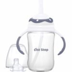 1ST STEP 220ml TRITAN Non-Spill Interchangeable Sipper/Sippy Cup with Soft Silicone Spout and Straw - Fast Shipping to USA & Canada