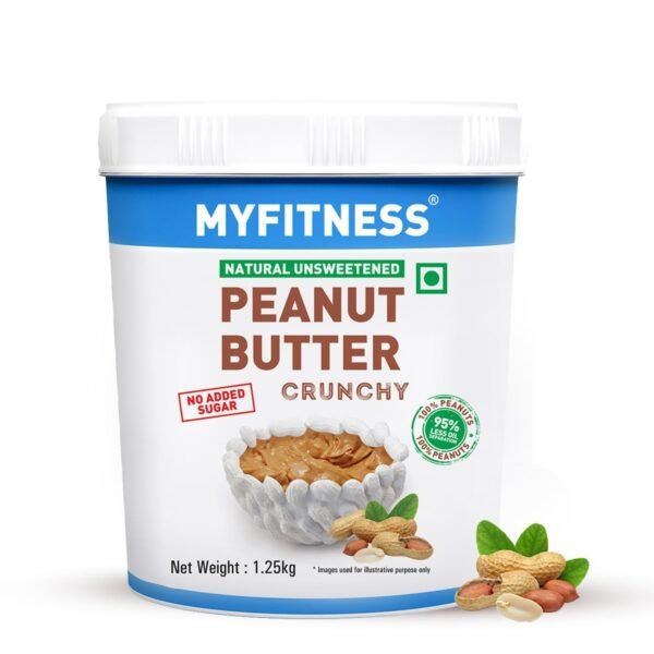 MYFITNESS Peanut Butter Crunchy 1.25kg - All Natural, Unsweetened, High Protein - Fast Shipping to USA & Canada