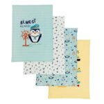 Tidy Sleep Baby Changing Mat - Waterproof, Foldable, Padded Diaper Changing Sheets for Newborns & Infants - Pack of 4, Captain Penguin (65 cm x 45 cm) - Fast Shipping to USA & Canada
