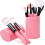 Focallure Makeup Brush Set Professional and Personal Use - 12Pcs Platic Handle Brushes with Holder (Pink) - Fast Shipping to USA & Canada