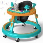 StarAndDaisy Baby Walkers for 6-24 Month Baby Boy Girl /360?Walker for Kids with 7 Level Height Adjustment/Walker for Baby with Switchable Food & Musical Toy Tray -Orange Green - Fast Shipping to USA & Canada