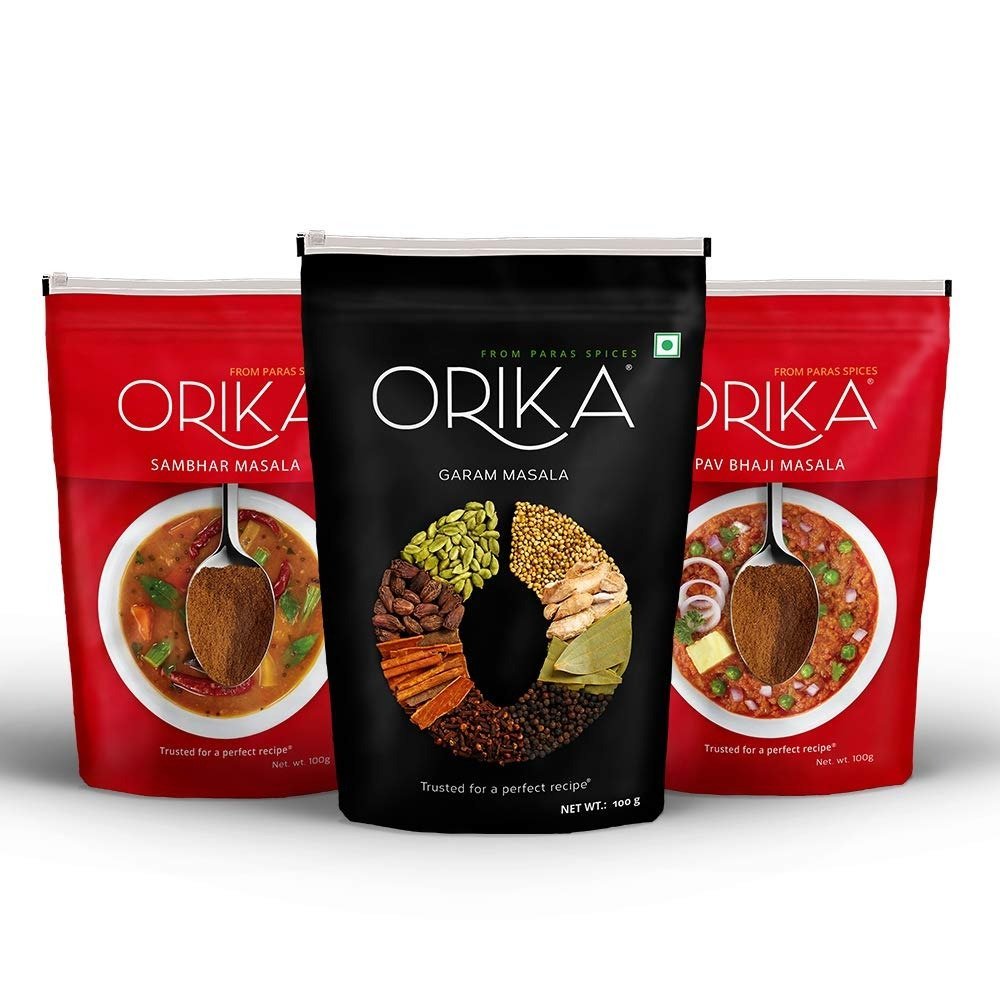 61q3a0yyJwL-1.jpg Orika Sambhar, Pav Bhaji & Garam Masala (Combo of 3, 100 g Each) - Fast Shipping to USA & Canada - Image 1