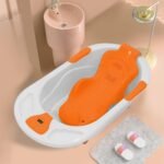 StarAndDaisy Baby Bath tub for 0 to 5 Years with Temperature Sensor/Bath tub for Kids 0-3 Years for Kids with Anti-Slip Legs/Bath tub for Baby with Baby Bather Without Wheel(White-Orange) - Fast Shipping to USA & Canada