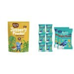 Slurrp Farm Natural Jaggery Powder 300G & Slurrp Farm Healthy Snacks for Kids Mighty Puff Cheese & Herbs 8X20g - Fast Shipping to USA & Canada