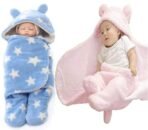 First Kick New Born Baby Blanket Pack of Super Soft Wearable Baby Wrapper Durable Polyester Cum Baby Sleeping Bag for Baby Boys, Baby Girls, Babies (76cm x 70cm, 0-6 Months) Pink Blue - Fast Shipping to USA & Canada