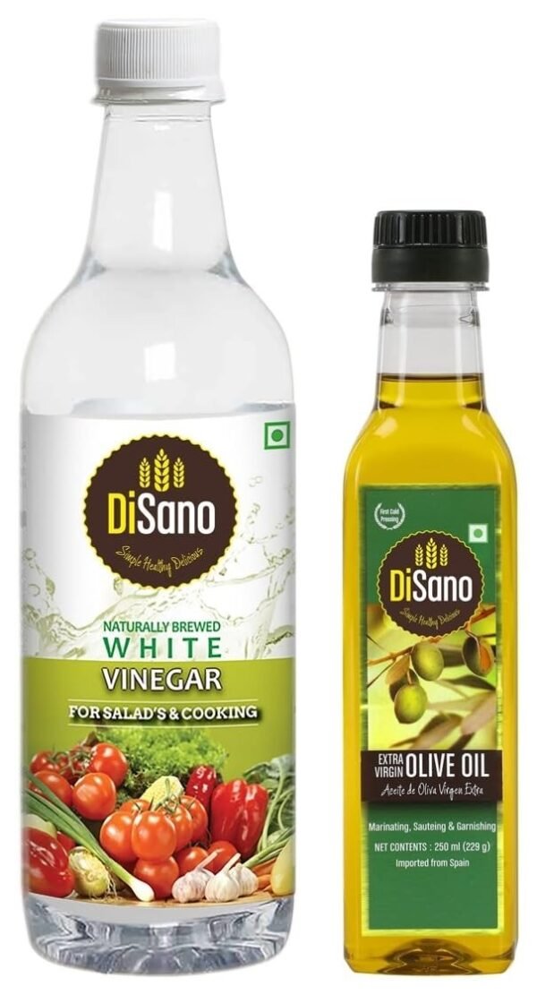 DiSano Extra Virgin Olive Oil, First Cold Pressed, 250ml Material : vegetarian & DiSano Naturally Brewed White Vinegar Bottle, 500 ml - Fast Shipping to USA & Canada