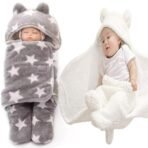 First Kick New Born Baby Blanket Pack of Super Soft Wearable Baby Wrapper Durable Fleece Polyester Cum Baby Sleeping Bag for Baby Boys, Baby Girls, Babies (76cm x 70cm, 0-6 Months) White, Grey - Fast Shipping to USA & Canada