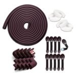 Kids Station Baby Safety Kit- 5 Meter Safety Strip + 8 Corner Guards + 4 Door Stoppers + 10 Child Safety Locks for Drawers, All-in-one Baby Proofing Kit (5 Meter Edge Protector Kit (Brown + Brown)) - Fast Shipping to USA & Canada