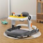 StarAndDaisy Elegant Baby Walker 6 to 18 Months/Walker for Kids Girl Boy with Anti Fall Brake Pads, 3 Speed Height Adjustment, Multi-Level Seat Adjustment, Recreational Music Toy Bar (Grey & Yellow) - Fast Shipping to USA & Canada