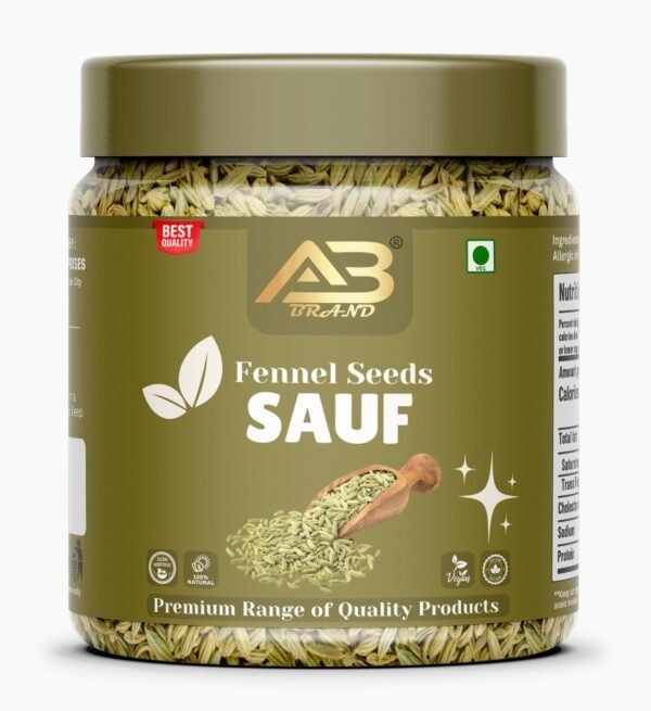 AB BRAND Premium Saunf (Fennel Seeds) Natural & Aromatic | Mouth Freshener & Digestive | Ideal for Cooking & Post-Meal Use | Resealable Pack for Freshness | 100 GM - Fast Shipping to USA & Canada