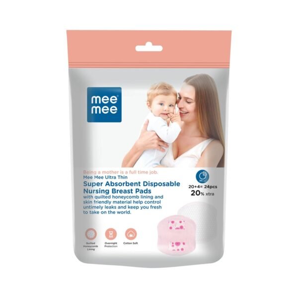 Mee Mee Disposable Nursing Breast Pads 24 Pcs | Ultra Thin Honeycomb Nursing Breast Pads with Leak Guard | Super Absorbent, Soft Cotton Maternity Pads | Compact & Discreet - Fast Shipping to USA & Canada