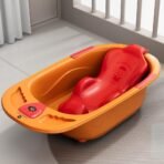 StarAndDaisy Baby Bath tub for 0 to 5 Years with Temperature Sensor/Bath Tub for Kids with Anti-Slip Legs/Bathtub for Baby with Baby Bather -Without Wheel(Orange - Red) - Fast Shipping to USA & Canada