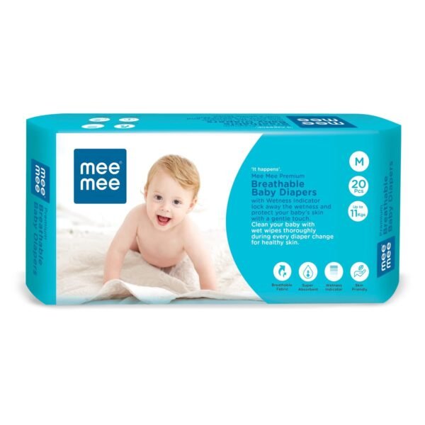 Mee Mee Premium Breathable Baby Diapers (Medium - 20 Pieces) - Fast Shipping to USA & Canada