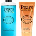 PEARS Pure and Gentle Daily Cleansing Facewash, 150 g & Pears Soft & Fresh Body Wash 250 ml (Combo Pack of 1) With Glycerin & Fresh Mint, Cooling Shower Gel for Bathing - Paraben Free, & Women - Fast Shipping to USA & Canada