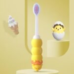 StarAndDaisy Baby Tooth Brush/Toothbrush 1 Year + kids with Soft And Fluffy 10000 Gentle Bristles, 80 Micron Split-Beam Bristle, Non-Slip Comfortable Dinosaur Handle (Teddy-Yellow) - Fast Shipping to USA & Canada