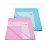 Tidy Sleep Instadry Anti-Piling Fleece Extra Absorbent Quick Dry Sheet for New Born Babies, Cotton Bed Protector Mattress Pack of 2 Blue-Pink Small (70x50) cm - Fast Shipping to USA & Canada