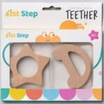 1st Step BPA Free Teether Made of 100% Natural Wood with No Sharp Edges (Car & Star) - Fast Shipping to USA & Canada