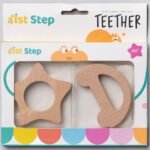 1st Step BPA Free Teether Made of 100% Natural Wood with No Sharp Edges (Car & Star) - Fast Shipping to USA & Canada