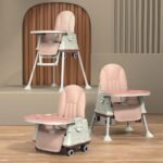 StarAndDaisy High Chair for Baby/Baby Feeding Chair for 0 to 5 Years with 4 in-1 Multifunctions/High Chair with Height Adjustable, Detachable Tray & One-Hand Adjustable - Pink - Fast Shipping to USA & Canada