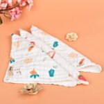 MOM'S HOME Super Soft Organic Cotton Baby Muslin Wash Cloth/Napkin 6 Layer | Hankies for Baby | 25x25 cm | Pack of 3 - Fast Shipping to USA & Canada