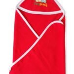 First Kick Baby Durable Blankets Combo Pack of Hooded Fur Wrapper, top Sheet Crib Blanket for Baby Boys and Baby Girls, Pack of 1 Red - Fast Shipping to USA & Canada