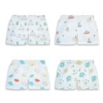 1ST STEP 100% Soft Muslin Cotton Baby Shorts - Pack of 4 - Fast Shipping to USA & Canada