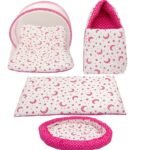 Infantbond Designer Mattress with Net & Nest Bedding (Moon Pink) ? Fast Shipping to USA & Canada